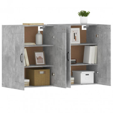 Dulapuri de perete, 2 buc., gri beton, lemn prelucrat - Img 4
