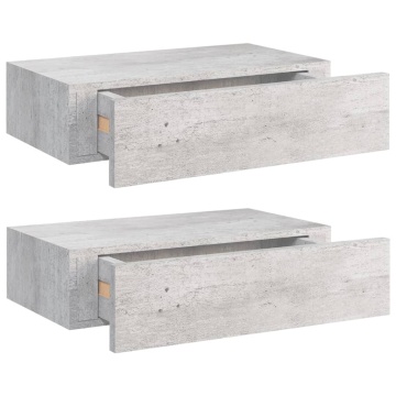 Dulapuri de perete cu sertar 2 buc. gri beton 40x23,5x10 cm MDF - Img 2