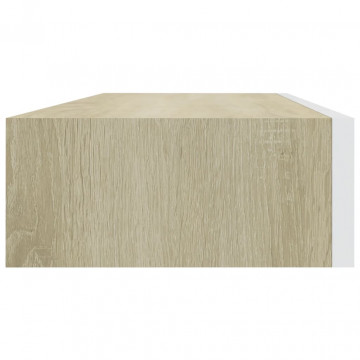 Dulapuri de perete cu sertar 2 buc stejar/alb 60x23,5x10 cm MDF - Img 5