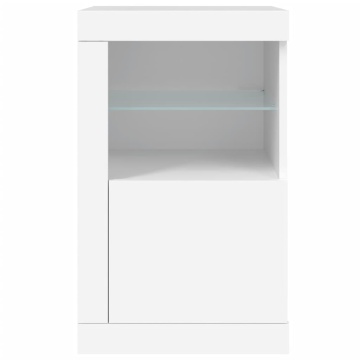 Dulapuri laterale cu lumini LED 2 buc. alb lemn prelucrat - Img 7