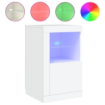 Dulapuri laterale cu lumini LED 2 buc. alb lemn prelucrat - Img 8
