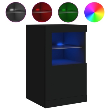 Dulapuri laterale cu lumini LED 2 buc. negru lemn prelucrat - Img 8
