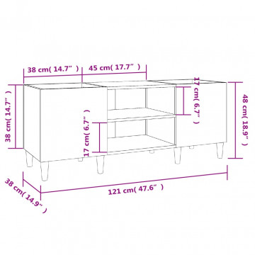 Dulapuri pentru discuri alb lucios 121x38x48 cm, lemn prelucrat - Img 7