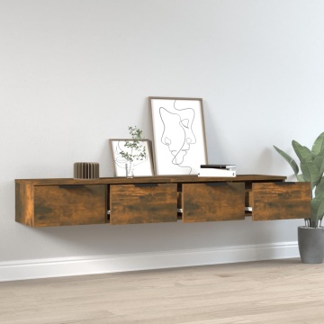 Dulapuri perete 2 buc. stejar afumat 68x30x20 cm lemn prelucrat - Img 3