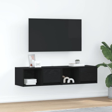 Dulapuri TV 2 buc stejar negru 60x31x25,5 cm lemn prelucrat - Img 1