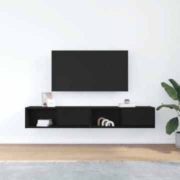Dulapuri TV 2 buc Stejar negru 80x31x25,5 cm Lemn prelucrat - Img 3