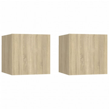 Dulapuri TV montaj pe perete 2 buc. stejar sonoma 30,5x30x30 cm - Img 2