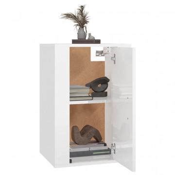 Dulapuri TV montaj perete 2 buc. alb extralucios 40x34,5x60 cm - Img 3