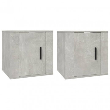 Dulapuri TV montate pe perete, 2 buc., gri beton, 40x34,5x40 cm - Img 2