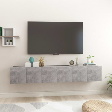 Dulapuri TV suspendate, 3 buc., gri beton, 60x30x30 cm - Img 1