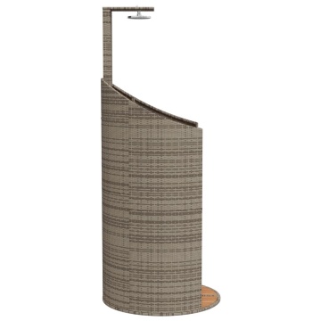 Duș de exterior, gri, 100x100x241,5 cm, poliratan/lemn acacia - Img 5