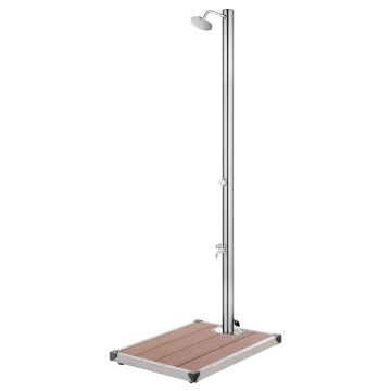 Duș de grădină cu bază maro, 220 cm, oțel inoxidabil - Img 1