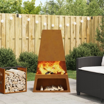 Focar cu Depozitare pentru Lemne 60x35x100 cm Oțel Rezistent la Intemperii - Img 1