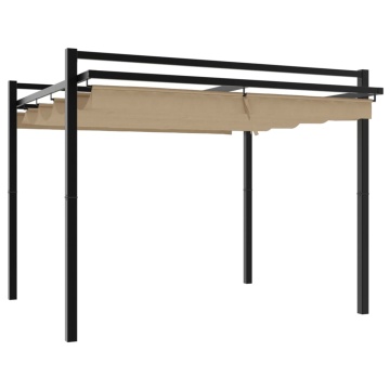 Foișor de grădină acoperiș retractabil gri taupe 3x3 m aluminiu - Img 2