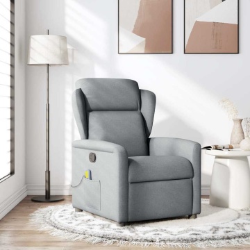 Fotoliu de masaj rabatabil, gri deschis, textil - Img 2