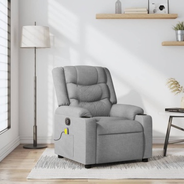 Fotoliu de masaj rabatabil, gri deschis, textil - Img 1