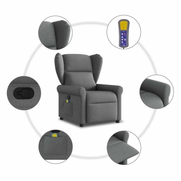 Fotoliu de masaj rabatabil, gri închis, material textil - Img 7