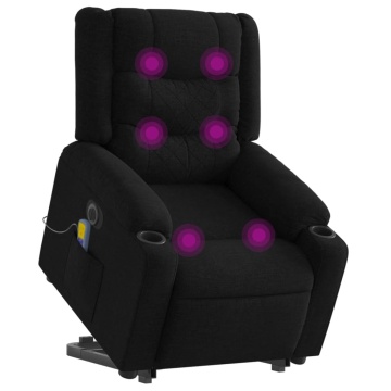 Fotoliu electric de masaj rabatabil cu ridicare, negru, textil - Img 3