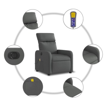 Fotoliu electric de masaj rabatabil, gri închis, textil - Img 7
