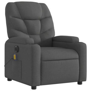 Fotoliu electric de masaj rabatabil, gri închis, textil - Img 3