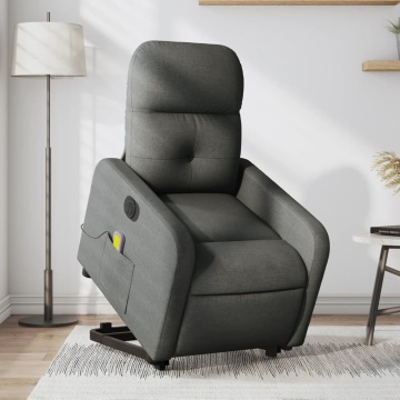 Fotoliu electric masaj rabatabil cu ridicare, gri închis textil - Img 1
