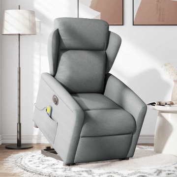 Fotoliu electric masaj rabatabil cu ridicare, gri închis textil - Img 2