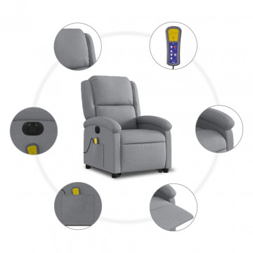 Fotoliu electric masaj rabatabil cu ridicare, gri închis textil - Img 6