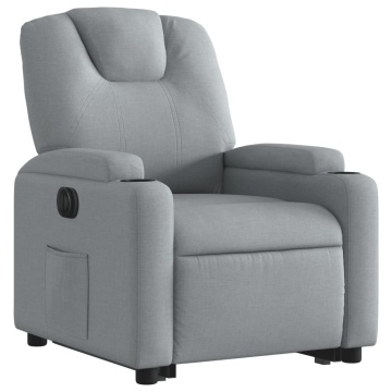 Fotoliu electric rabatabil cu ridicare, gri deschis, textil - Img 4