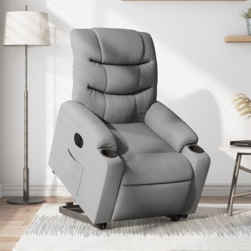 Fotoliu electric rabatabil cu ridicare, gri deschis, textil - Img 1