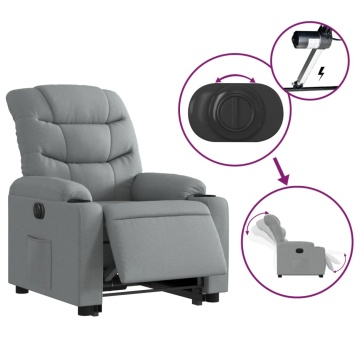 Fotoliu electric rabatabil cu ridicare, gri deschis, textil - Img 5