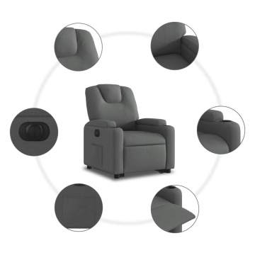 Fotoliu electric rabatabil cu ridicare, gri închis, textil - Img 6