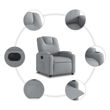 Fotoliu rabatabil electric, gri deschis, textil - Img 7