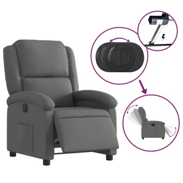 Fotoliu rabatabil electric, gri închis, material textil - Img 5