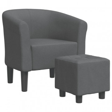 Fotoliu tip cuvă cu taburet, gri închis, material textil - Img 2