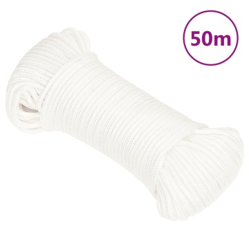 Frânghie de barcă, alb complet, 5 mm, 50 m, polipropilenă - Img 1