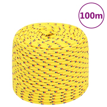 Frânghie de barcă, galben, 10 mm, 100 m, polipropilenă - Img 1