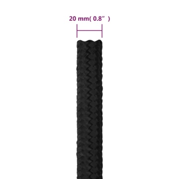 Frânghie de barcă, negru complet, 20 mm, 100 m, polipropilenă - Img 5