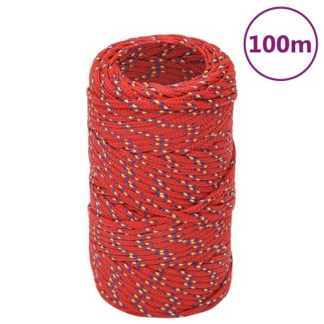 Frânghie de barcă, roșu, 2 mm, 100 m, polipropilenă - Img 1