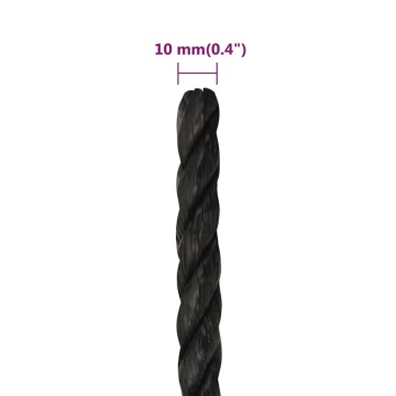 Frânghie de lucru, negru, 10 mm, 100 m, polipropilenă - Img 5