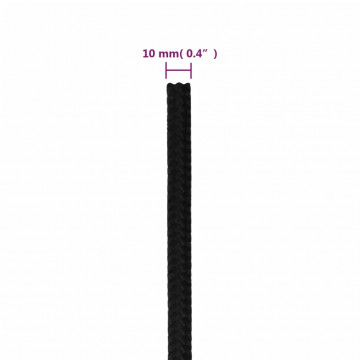 Frânghie de lucru, negru, 10 mm, 25 m, poliester - Img 5