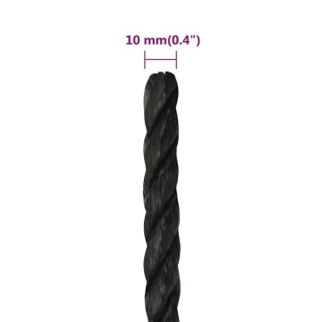Frânghie de lucru, negru, 10 mm, 50 m, polipropilenă - Img 5