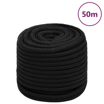 Frânghie de lucru, negru, 18 mm, 50 m, poliester - Img 1