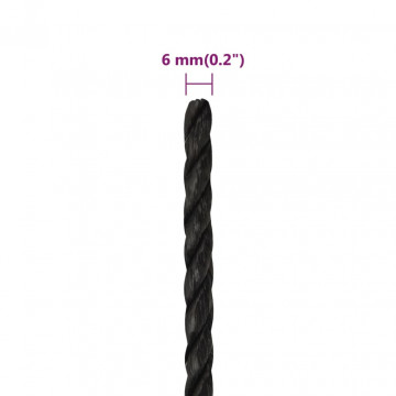 Frânghie de lucru, negru, 6 mm, 25 m, polipropilenă - Img 5