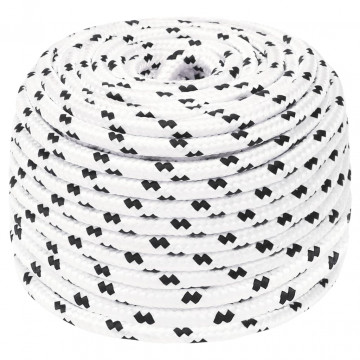 Frânghie împletită pentru barcă, alb, 10 mm x 25 m, poliester - Img 1