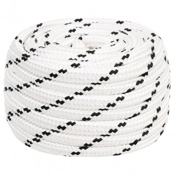 Frânghie împletită pentru barcă, alb, 16 mm x 50 m, poliester - Img 1
