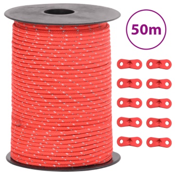 Funie pentru cort cu benzi reflectorizante și chei, 50 m, 3 mm - Img 1