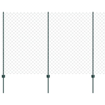 Gard cu Lanț cu 10 Stâlpi U Verde 1.5x10 m Oțel - Img 2