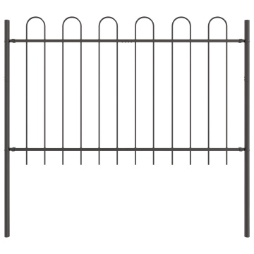 Gard cu vârf de arc Gri 3,4x1,2 m Oțel - Img 4