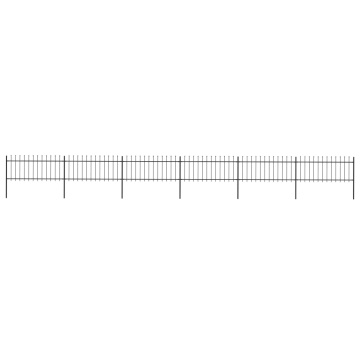 Gard de grădină cu vârf suliță, negru, 10,2 m, oțel - Img 1