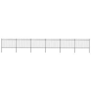 Gard de grădină cu vârf suliță, negru, 10,2 m, oțel - Img 1
